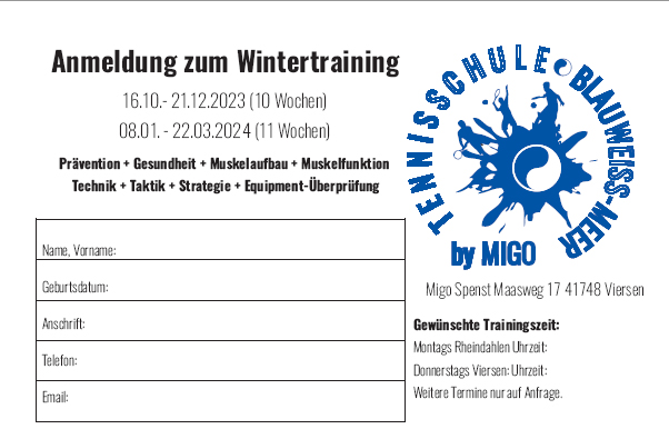 Anmeldung zum Wintertraining 23/24